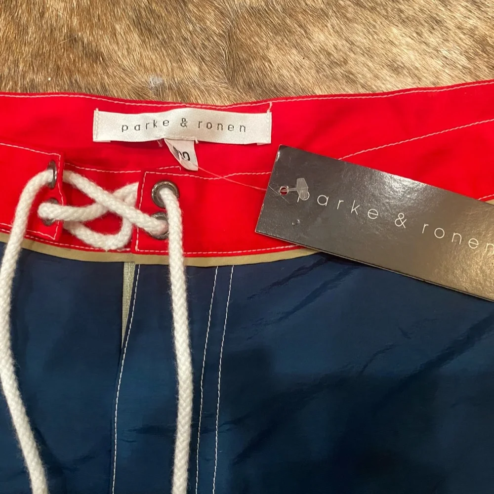 Mens Parke & Ronen Blue Red Swim Shorts Trunks Size S